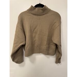 Aritzia Wilfred Free Harper Sweater Women's Medium Beige Merino Wool Turtleneck